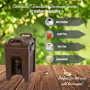 Carlisle FoodService Products Cateraide Insulated Beverage Dispenser with Handles for Catering Kitchen and Restaurants Plastic 25 Gallons Brown
