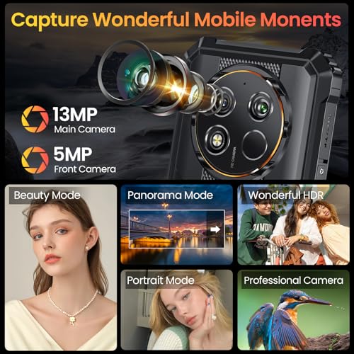 OUKITEL WP28E Outdoor Smartphone Android 14-10600mAh Outdoor Handy Ohne Vertrag, 8GB +64GB/1TB, 6,52" Smartphone mit 13MP Kamera, IP68 Wasserdicht, Dual 4G SIM Baustellenhandy/NFC/GPS/OTG/BT5.0-Grün – Bild 7
