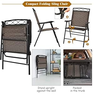 Giantex Patio Dining Set Round Glass Table with 2 Patio Folding Chairs, Outdoor Table and Chairs for Garden, Pool, Backyard, Tempered Glass Tabletop with Umbrella Hole (Brown) Giantex Patio Dining Set Round Glass Table with 2 Patio Folding Chairs Outdoor Table and Chairs for Garden Pool Backyard Tempered Glass Tabletop with Umbrella Hole Brown