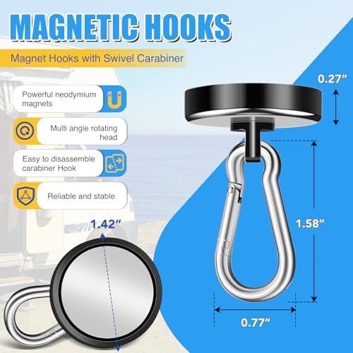 Strong Durable150LBS Magnetic Hooks Set Heavy-duty Magnetic Wall Hangers for Home