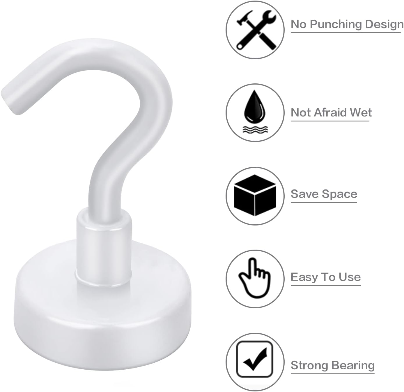 E BAvite Strong White Magnetic Hooks