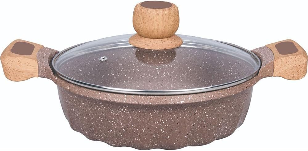HTERWQEA Large Stock Pot - Non-Stick Induction-Compatible Brown