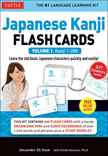 Japanese Kanji Flash Cards Kit Volume 1: Kanji 1-200: JLPT Beginning Level: Learn 200 Japanese Characters Including Native Speaker Audio, Sample Sentences & Compound Words (Volume 1)