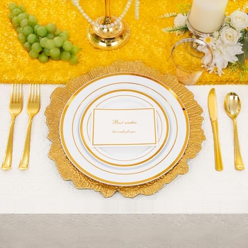 WELLIFE 100-Piece Gold Disposable Dinnerware Set for Parties