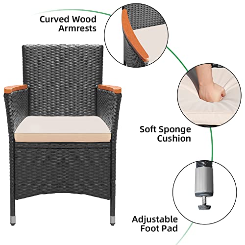 Flamaker-7-Piece-Patio-Dining-Set-Outdoor-Acacia-Wood-Table-and-Chairs-with-Soft-Cushions-Wicker-Patio-Furniture-for-Deck-Backyard-Garden Flamaker 7 Piece Patio Dining Set Outdoor Acacia Wood Table and Chairs with Soft Cushions Wicker Patio Furniture for Deck Backyard Garden