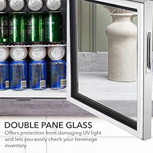 Whynter BR 062WS Beverage Refrigerator and Cooler Mini Fridge with Glass Door with Lock 16 Cubic Feet Stainless Steel