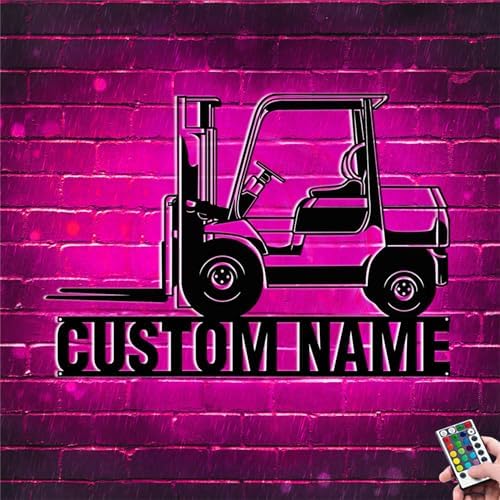 Custom Forklift Metal Wall Art LED Light Sign