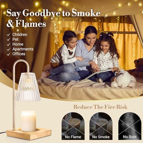 Marycele Candle Warmer Lamp with Timer Dimmer, Christmas Birthday Gifts for Mom Women Sister Her, House Warming Gifts, Thanksgiving Decorations for Office Room Home Decor, Clear Adjustable Wax Warmer - Image 4