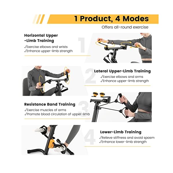 GYMAX Pedal Exerciser for Seniors, Hand Arm Leg and Knee Pedal Exercise Bike with Adjustable Handgrip, Resistance and Height for Total Body, Home Folding Adjustable Rehab Fitness Equipment for Elderly - Image 5