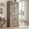 71 Tall Kitchen PantryFarmhouse Storage Cabinet with Adjustable ShelvesLoad Bearing Steel PipeFarmhouse Pantry Cabinet with 4 Barn Doorsfor KitchenDining RoomLiving RoomLight Rustic Oak