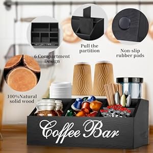   Coffee-Station-Organizer-Coffee-Pods-Holder-for-Counter-Wood-Coffee-and-Tea-Condiment-Storage-Organizer-Farmhouse-Coffee-Accessories-Basket-for-Coffee-Bar-Decor