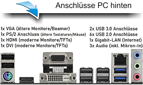 shinobee® Intel Core i7 4770 Multimedia PC - Schneller Computer für Büro & Home Office - Rechner mit 3.9 GHZ - 32GB RAM - 1000GB SSD - DVD+RW - USB3.0 - WLAN - Windows 11 Pro | MS Office | #6956 – Bild 3