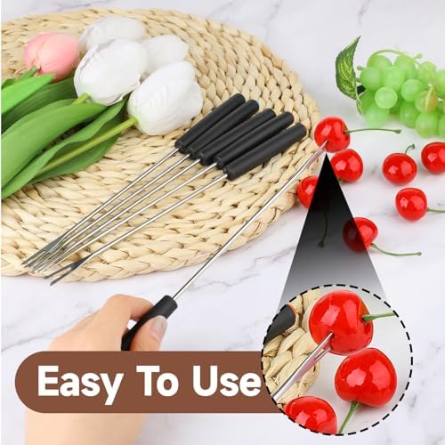 Mozeat Lens 6-Piece Stainless Steel Fondue Forks Heat-Resistant Handle