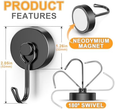 Sturdy Magnetic Hook Set for Home Office Use