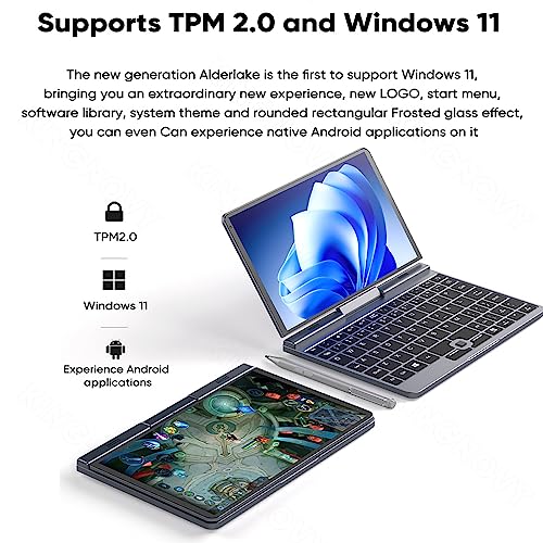 Mini Laptop Windows 11, 8 Zoll Touch IPS Screen Micro PC, 12. Generation Intel N100, 12G DDR5 RAM 128GB SSD Pocket Notebook, 2 in 1 Gaming Tablet Computer mit Stylus und Aufkleber, WiFi6 BT5.2 – Bild 7