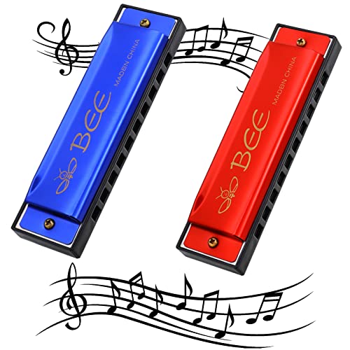 fanshiontide Lot de 2 harmonica diatonique à 10 trous et 20 tons de blues en Do – Cadeau musical parfait pour enfants et adultes débutants et interprètes (rouge et bleu) - Les Beatles, Paul McCartney, John Lennon, RIngo Starr, George Harrison fanshiontide Lot de 2 harmonica diatonique à 10 trous et 20 tons de blues en Do - Cadeau musical parfait pour enfants et adultes débutants et interprètes (rouge et bleu)