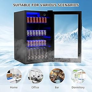   COSTWAY-Beverage-Refrigerator-32-Cubic-Foot-Capacity-120-Can-Beverage-Cooler-with-LED-Light-Adjustable-Thermostat-Removable-Shelves-Perfect-for-Soda-Beer-or-Wine-Small-Drink-Dispenser-Machine