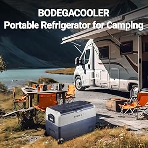   BODEGACOOLER-12-Volt-Portable-Refrigerator53-Quart-Car-Fridge-Dual-Zone-4-6850L-Car-Freezer-APP-ControlElectric-Compressor-Cooler-1224V-DC-and-100-240V-AC-for-RVCampingTravelTruckVehicles
