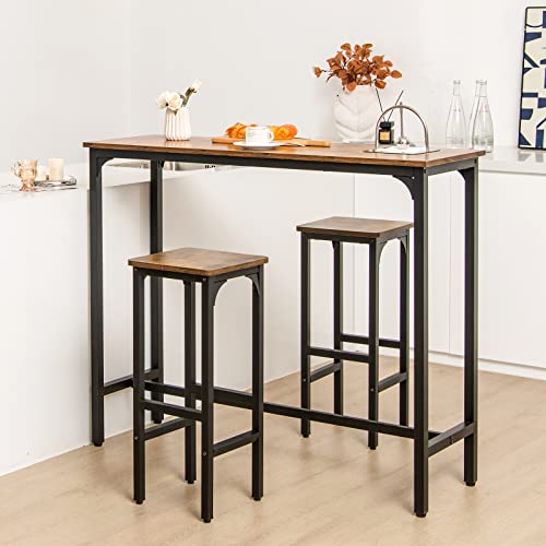 Costway3pieceindustrialbartablesetfor2counterheightpubtablewith2stoolskitchenbreakfasttablesetwithmetalframediningtablesetforhomerestaurantrusticbrown Urban Country Home Decor Costway 3 piece industrial bar table set for 2 counter height pub table with 2 stools kitchen breakfast table set with metal frame dining table set for home restaurant rustic brown urban country home decor