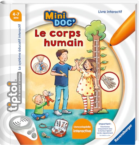 Ravensburger - tiptoi®- Livre interactif - Mini Doc' Le corps humain - Jeu éducatif électronique, sans écran - A partir de 4 ans - Version française - 13 099 019