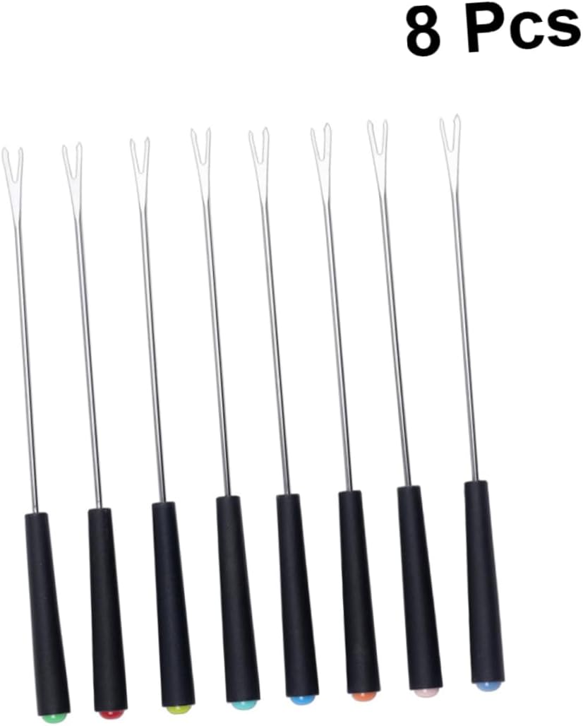 8-Piece Stainless Steel Meat Fondue Forks for BBQ Cheese
