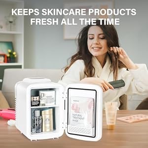 Simple Deluxe Mini Fridge 4L6 Can Portable Cooler Warmer Freon Free Small Refrigerator Provide Compact Storage for Skincare Beverage Food Cosmetics White