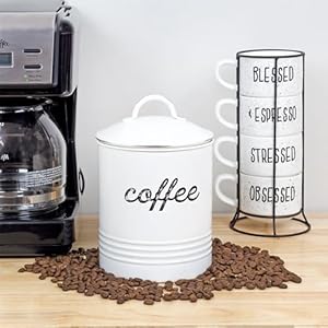   AuldHome-Design-Enamelware-White-Coffee-Canister-Rustic-Distressed-Style-Tea-Storage-for-Kitchen