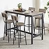 CALABASH Bar Table and Chairs SetIndustrial Counter Height Pub Table with 4 ChairsBar Table Set 5 Pieces Dining Table Set Home Kitchen Breakfast Table SetGrey Rectangular 1Table 4 Stools