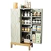   45-Kitchen-Pantry-CabinetStorage-Cabinet-with-Doors-and-Adjustable-ShelvesFood-Pantry-Cabinet-for-KitchenDining-RoomLiving-Room-and-GarageGold-Lines-and-LegsGreen-Cabinet