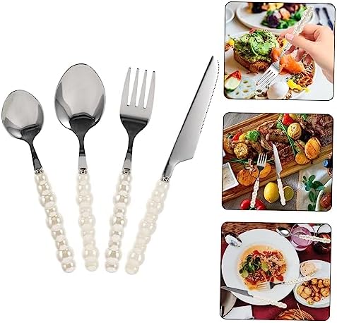VOSAREA Pearl-Handled Steak Fork and Spoon Set