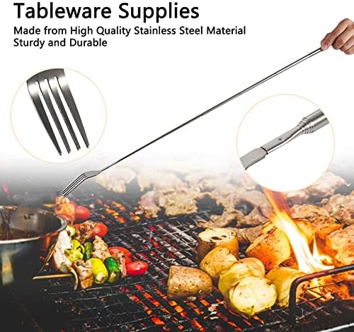 Durable Extendable Steel Dinner Fork Perfect for Cutting Fruits and Desserts