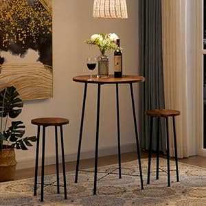   VECELO-Small-Bar-Table-and-Chairs-Round-Bistro-Sets-with-2-barstools-3-Piece-Pub-Dining-Furniture-Counter-Height-Wood-Top-for-Breakfast-Dinner-Coffee-Nap-Conference-Easy-Assembly-Brown