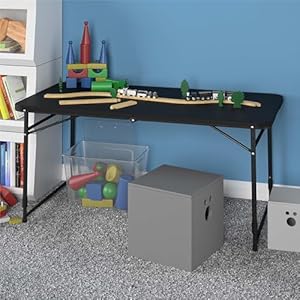  COSCO-4-ft-Fold-in-Half-Adjustable-Height-IndoorOutdoor-Utility-Table-Black