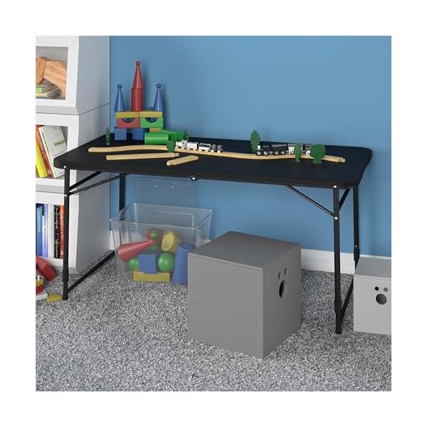   COSCO-4-ft-Fold-in-Half-Adjustable-Height-IndoorOutdoor-Utility-Table-Black