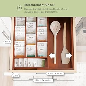   Acacia-Tea-Bag-and-Coffee-Pod-Kitchen-Drawer-Organizer-Expandable-97-to-17-Inches-10-Storage-Compartments-Adjustable-Wall-Inserts-Non-Slip-Feet-Food-Safe-Finish