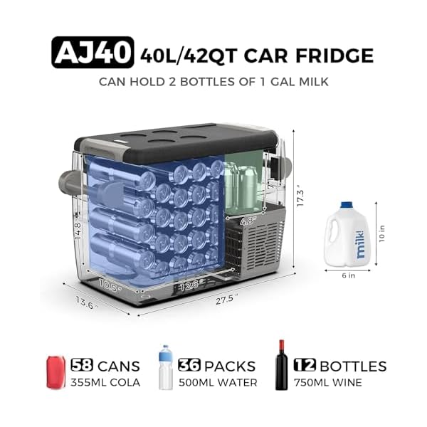   Setpower-AJ40-Portable-Refrigerator-with-Cover-42-Quart-Electric-Cooler-12-Volt-Refrigerator-Car-Fridge-Car-for-Truck-Van-RV-Camping-Travel-Fishing