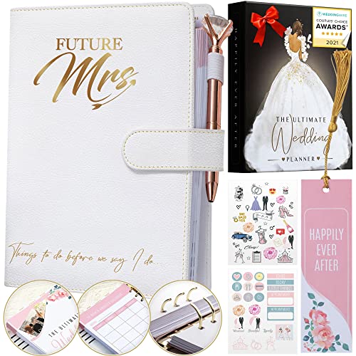 DELUXY The Ultimate Wedding Planner Book & Organizer For The Bride - Cool Engagement Gift Journal, Wedding Gifts Binder Agenda, Knot Bridal Wedding Planning Book With Checklist