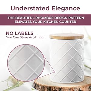 Pebble Stem White Metal Canisters Sets for the Kitchen Counter Kitchen Canisters Set of 4 Airtight LidsSugar and Flour Containers for Countertop Coffee and Tea Storage Farmhouse Decor