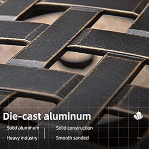 PURPLE LEAF Patio Dining Set Cast Aluminum 7 Piece Patio Furniture Set with 6 Dining Armchairs and 47 Round Table 6 Cushions Included for Lawn Yard Garden Lattice Brick Red Outdoor Dining Set