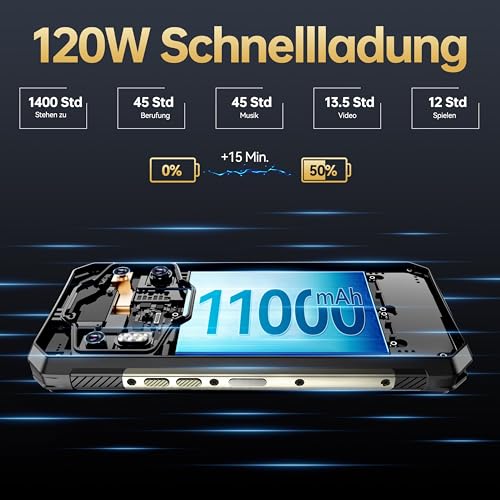 OUKITEL WP30 Pro 5G Outdoor Handy - 24GB+512GB Dimensity 8050 6,78 Zoll FHD+ 120Hz Outdoor Smartphone ohne vertrag 11000mAh/120W 108MP+20MP Vision Nocturne 32MP Frontkamera Android 13 IP68/NFC/WiFi 6 – Bild 5