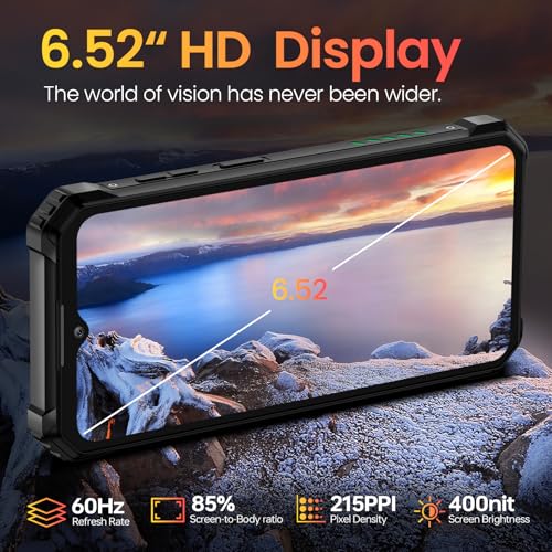 OUKITEL WP28E Outdoor Smartphone Android 14-10600mAh Outdoor Handy Ohne Vertrag, 8GB +64GB/1TB, 6,52" Smartphone mit 13MP Kamera, IP68 Wasserdicht, Dual 4G SIM Baustellenhandy/NFC/GPS/OTG/BT5.0-Grün – Bild 6