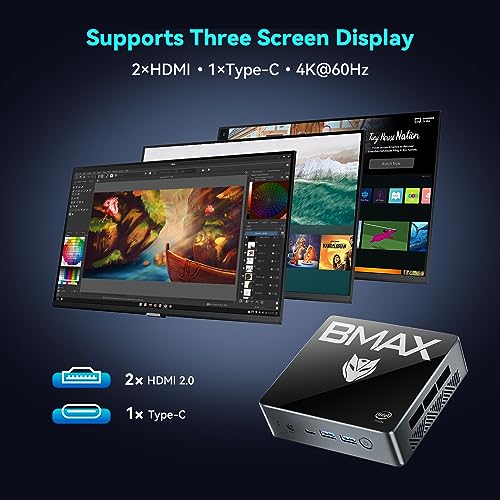 BAMX Mini Pc N100 (4C/4T, bis 3.4GHz) 16GB DDR4 RAM 512 GB SSD B4Plus Win-11 Pro Mini Desktop Computer 4K 60Hz Dual HDMI Gigabit Ethernet Typ-C (volle Funktion)×1 – Bild 6