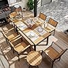 Pamapic 8 Piece Patio Dining SetOutdoor Aluminum Furniture Set with Plastic Wood Table TopOutdoor Furniture Set with 6 Outdoor Stackable Chairs for Patio Garden Poolside Teak