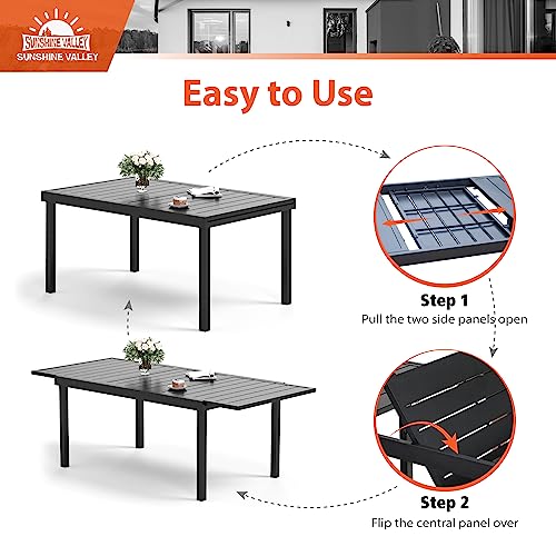 9-Piece-Patio-Dining-Sets-for-8-Outdoor-Table-and-Chairs-Set-Extendable-Rectangular-Dining-Table-2pcs-Swivel-Chairs-and-6pcs-Stable-Chairs-Outdoor-Dining-Sets-for-Outdoor-Deck-Garden 9 Piece Patio Dining Sets for 8 Outdoor Table and Chairs Set Extendable Rectangular Dining Table 2pcs Swivel Chairs and 6pcs Stable Chairs Outdoor Dining Sets for Outdoor Deck Garden
