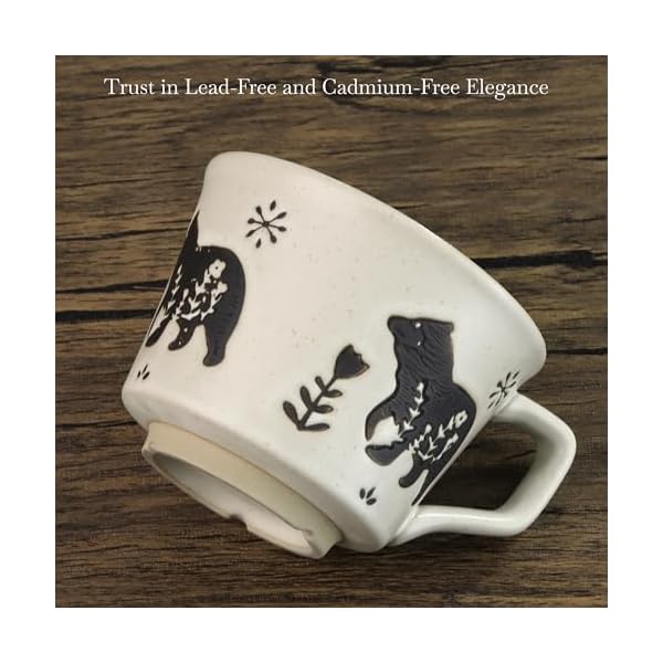   Ceramic-Coffee-Mug-12-oz-Novelty-Unique-Teacup-with-Large-Handle-Stoneware-Cup-for-Tea-Mocha-Latte-Cappuccino-Espresso-Set-of-2-Fox-and-Bear