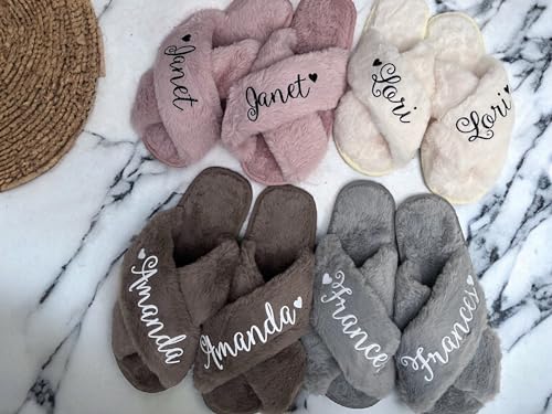 Personalized Fluffy Slippers - Easter Gifts for Women - Bridal Party Gifts - Mothers Day Gift Box Ideas for Mom, Girlfriend - Bridesmaid Slippers Gifts - Wedding Party Presents - Image 6