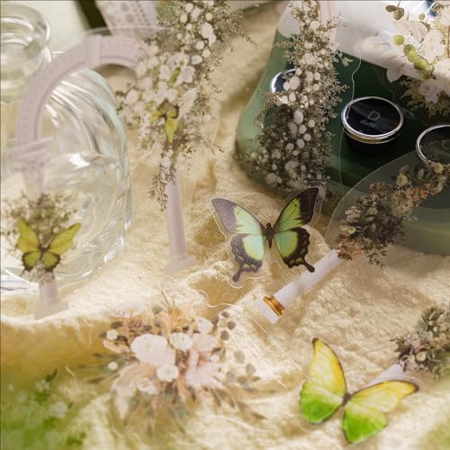 Scrapbook Zubehör Stickers 120 pcs für Bullet Journal,Aesthetic Sticker Set PET Blumenstrauß, Schmetterling Scrapbooking Sticker Aufkleber Deko für Photo Album,Journaling Laptops, Crafts DIY – Bild 5