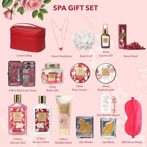 Mothers Day Gifts for Mom Spa Gift Set for Women 17Pcs Luxury Bath & Body Gift Set Beauty Care Kit with Necklace | Valentine's, Birthday, Christmas Gifts for Her Wife Pampering Kit Perfect for Travel - Image 3