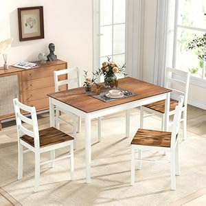   Tangkula-Dining-Table-Set-for-4-Solid-Wood-Farmhouse-Dinette-Set-wRubber-Wood-Legs-Mid-Century-Modern-Dining-Table-and-Chairs-Set-for-Kitchen-Dining-Room-BrownWhite