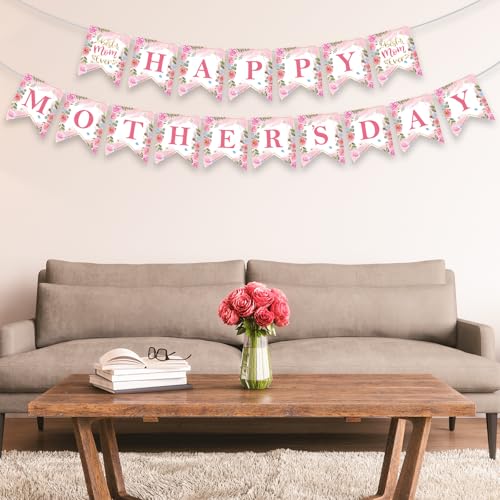 Happy Mothers Day Banner - Pink Mother's Day Decorations Banners, 2025 Best Mom Ever Sign Bunting Banner Garland for Mothers Days Home, Office, Fireplace, Wall Party Decor Supplies Favors Props - Image 6